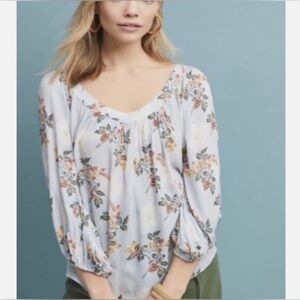 Anthropologie MAEVE Boswell Balloon Sleeve Floral Blouse